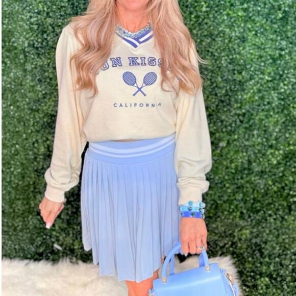 Active USA Sun Kissed California Tennis Retro V-Neck Pullover Sweater S NEW - Picture 1 of 6